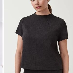 Spanx perfect funnel neck top charcoal gray